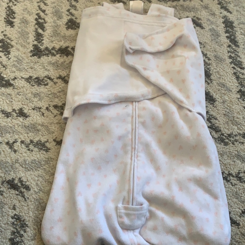 White with Pink Hearts Halo Sleepsack Swaddle